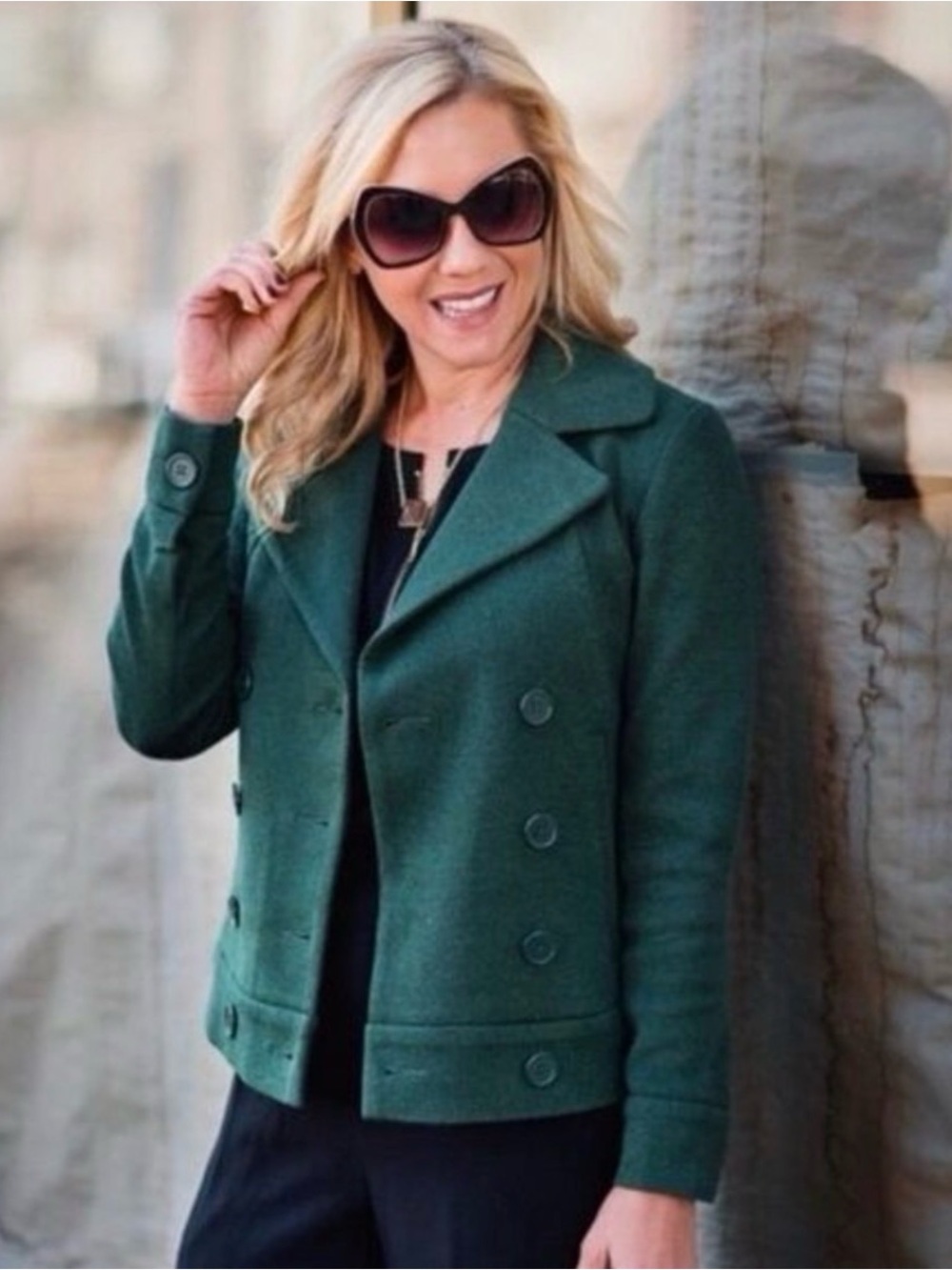 CAbi 3159 Love Carol Collection Forest Green Short Pea Coat Size Medium